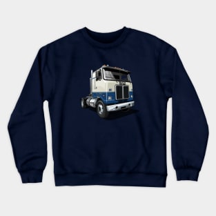 1980 White Road Commander 2 Cabover Truck in blue and white Crewneck Sweatshirt